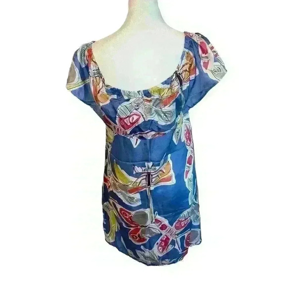 Vilagallo Watercolor Dragon Fly Print 100% Silk Dress Size 38 US Size 6-8 - Picture 4 of 9